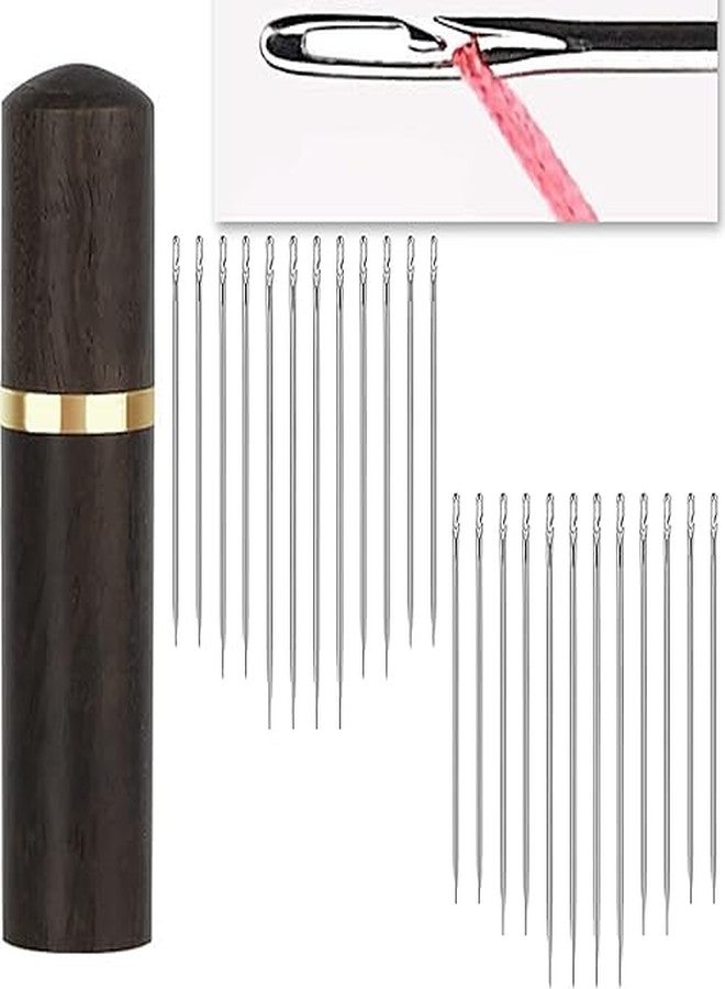 GEMSY مجموعة إبر خياطة ذاتية التلقيم من Gemsy مع علبة خشبية، 30 قطعة، تصميم بفتحة كبيرة - Image 1